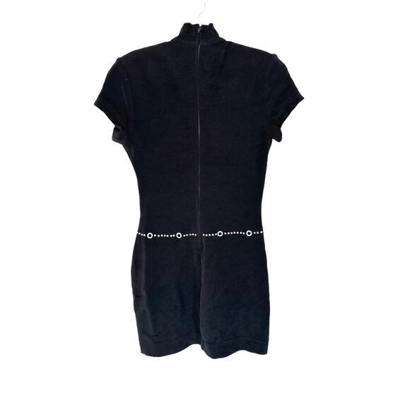 Tadashi Shoji (0s Y2K Black Rhinestone High Neck Bodycon Mini Cocktail Dress - Picture 8 of 13